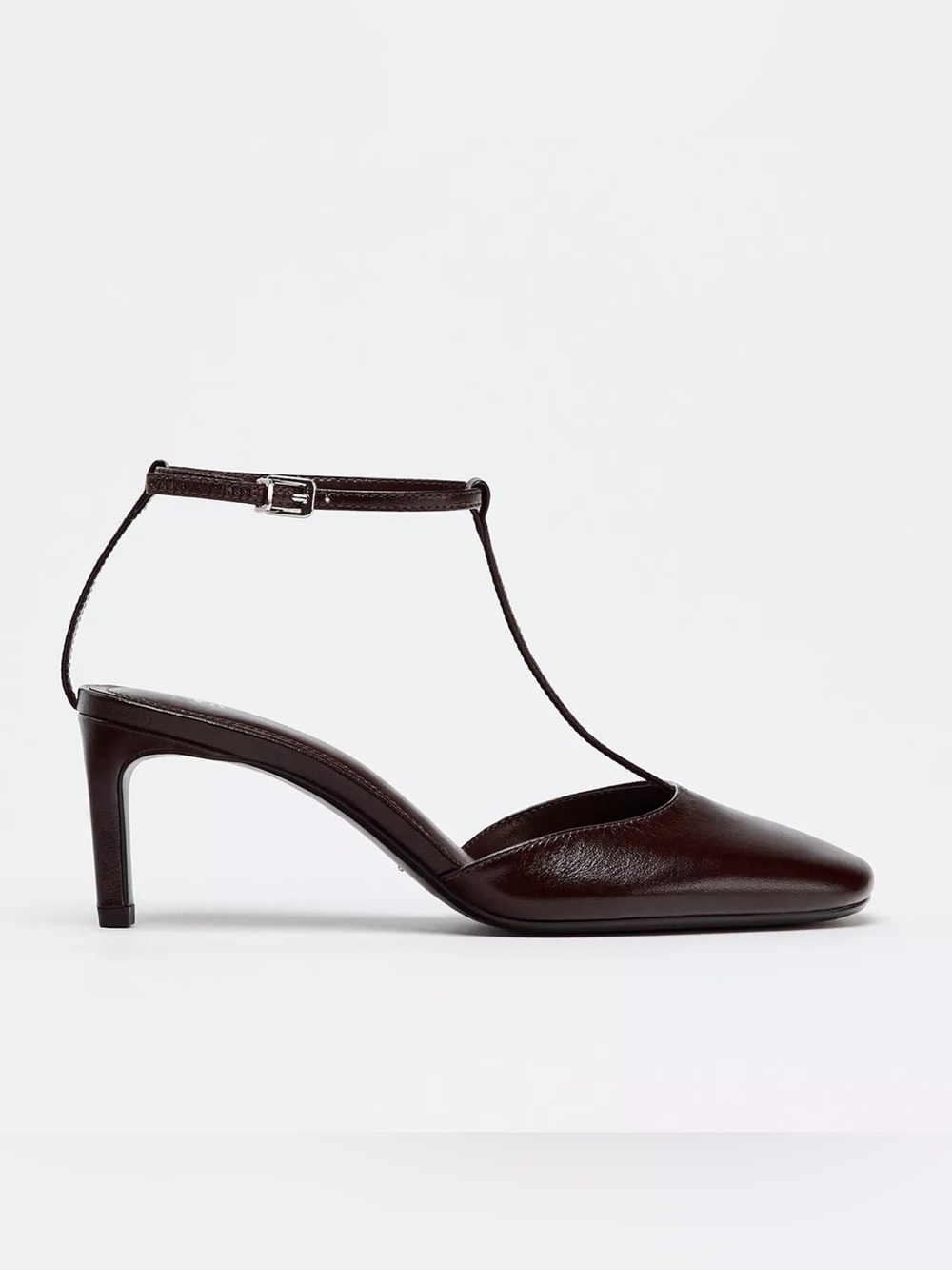 Zara chocolate🍫 brown leather strap heels